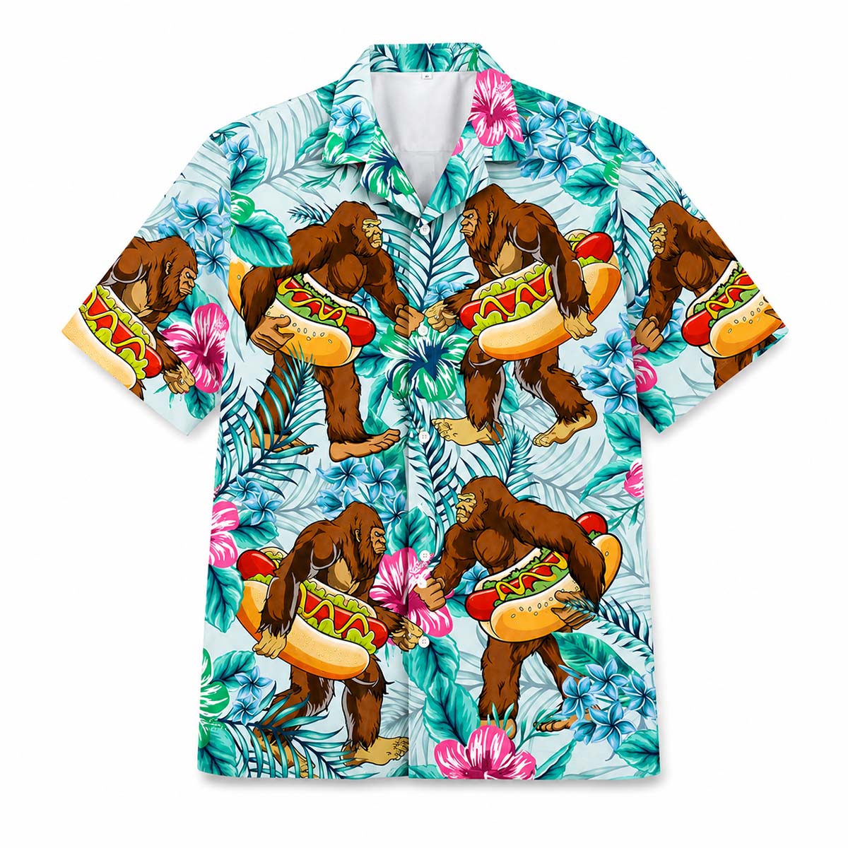 Funny Bigfoot Hot Dog Tropical Hawaiian Shirt Funny Bigfoot Hot Dog Tropical Hawaiian Shirt