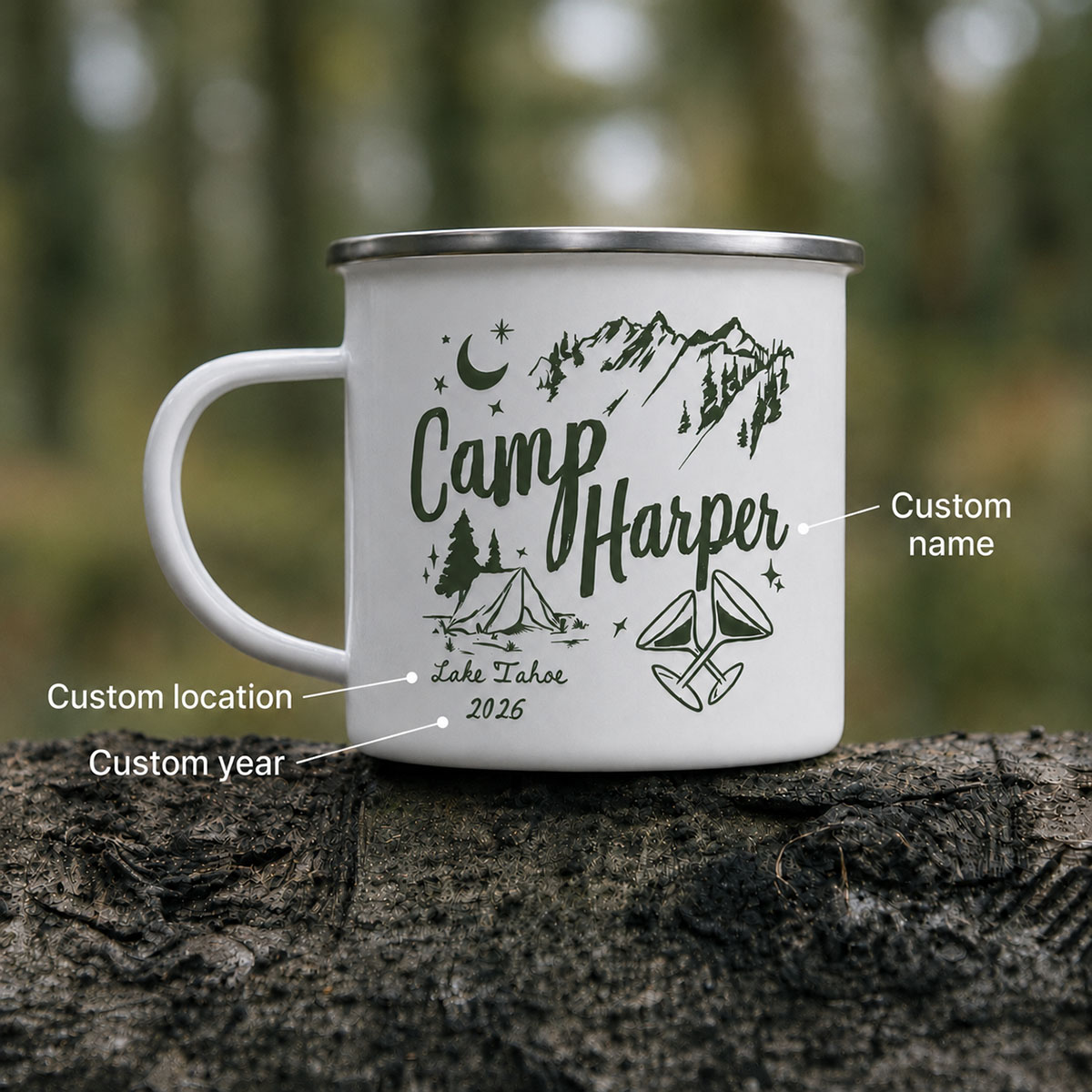Personalized Camp Name & Location Enamel Camping Mug Personalized Camp Name & Location Enamel Camping Mug