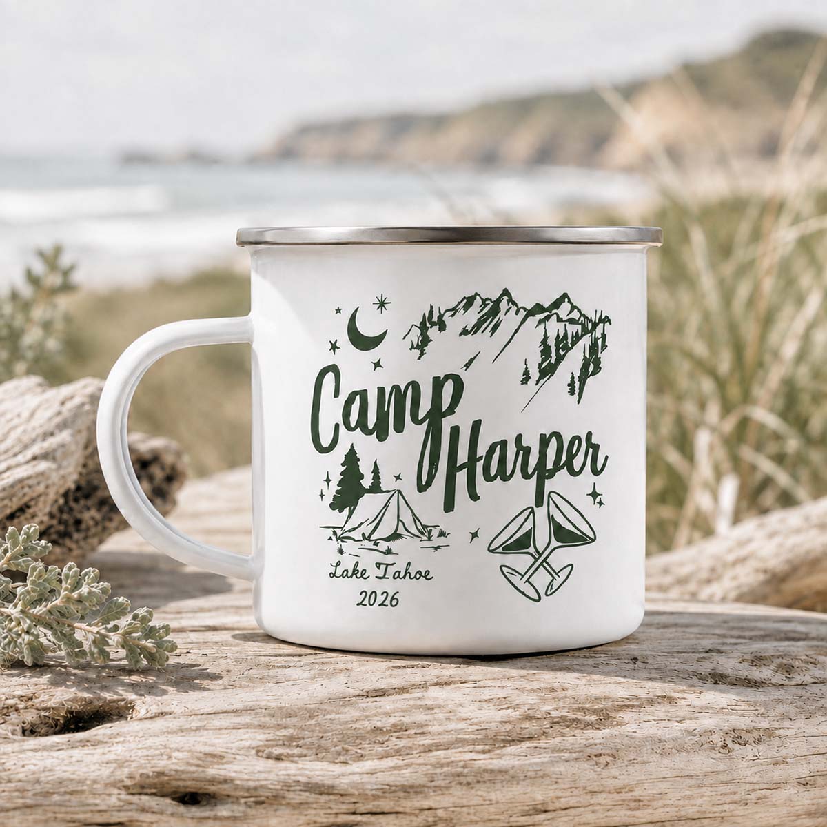 Personalized Camp Name & Location Enamel Camping Mug Personalized Camp Name & Location Enamel Camping Mug