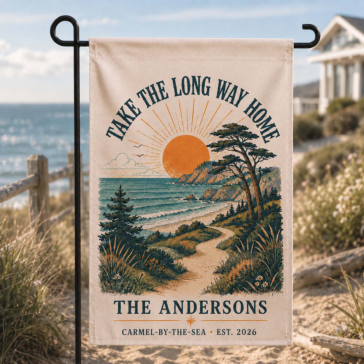 Personalized Take The Long Way Home Coastal Garden Flag Personalized Take The Long Way Home Coastal Garden Flag