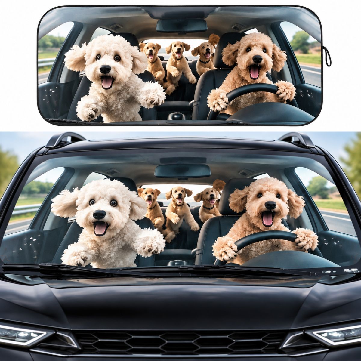 Happy Dog Crew Windshield Sun Shade Happy Dog Crew Windshield Sun Shade