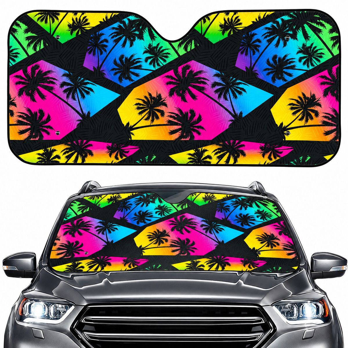 Tropical Palm Sunset Windshield Sun Shade Tropical Palm Sunset Windshield Sun Shade